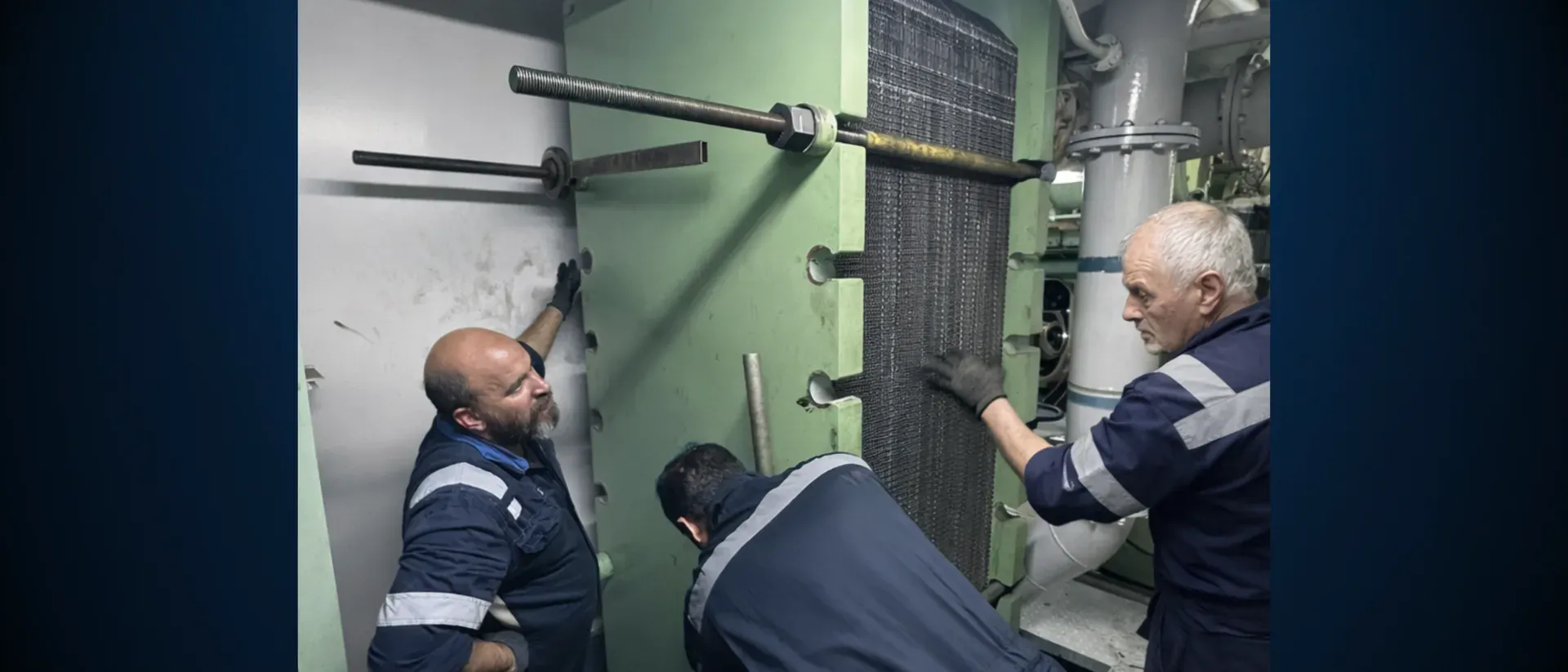 Alfa Laval central cooler heat exchanger installed on board vessel